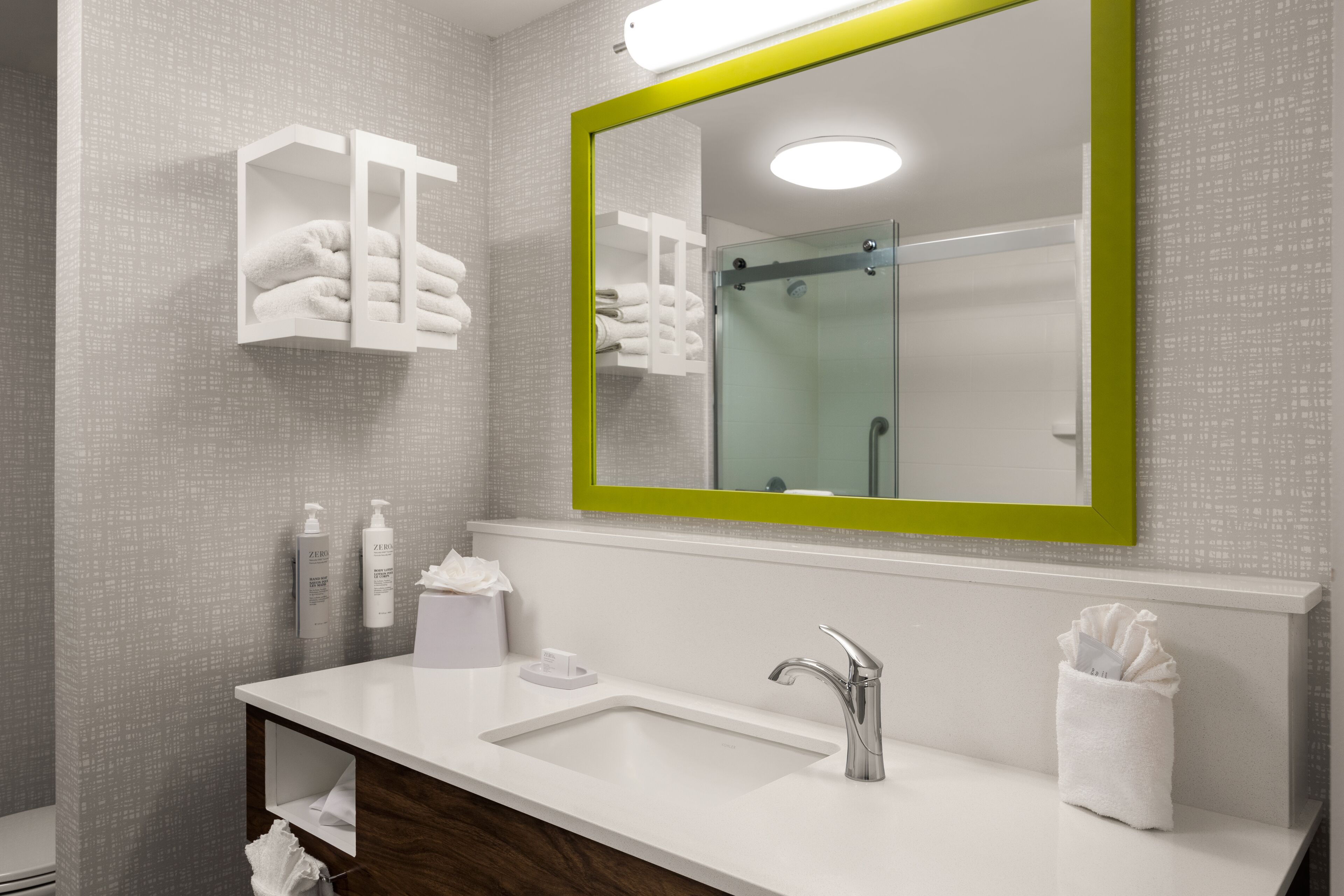 free toiletries, hair dryer, towels