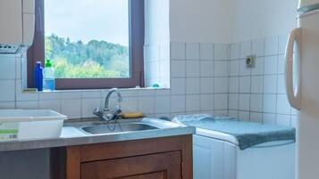 Fridge, microwave, oven, toaster