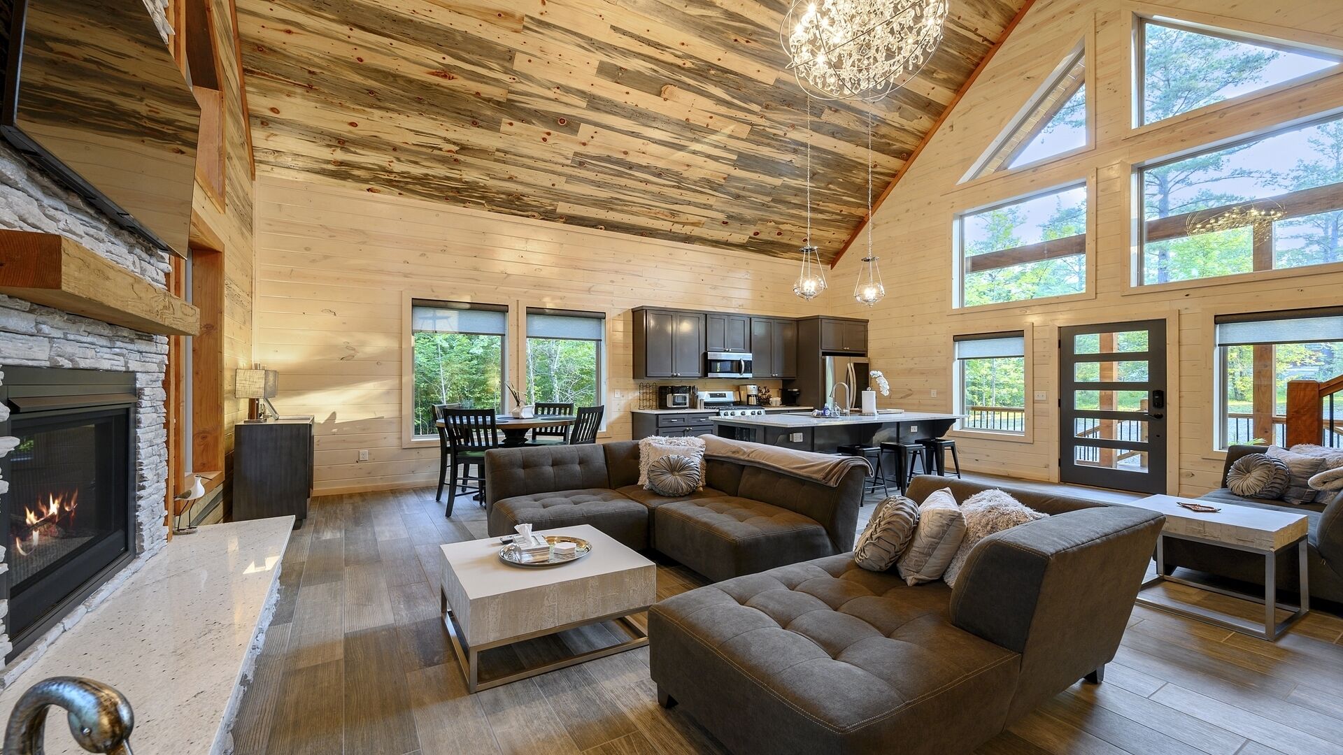 Smart TV, fireplace, table football