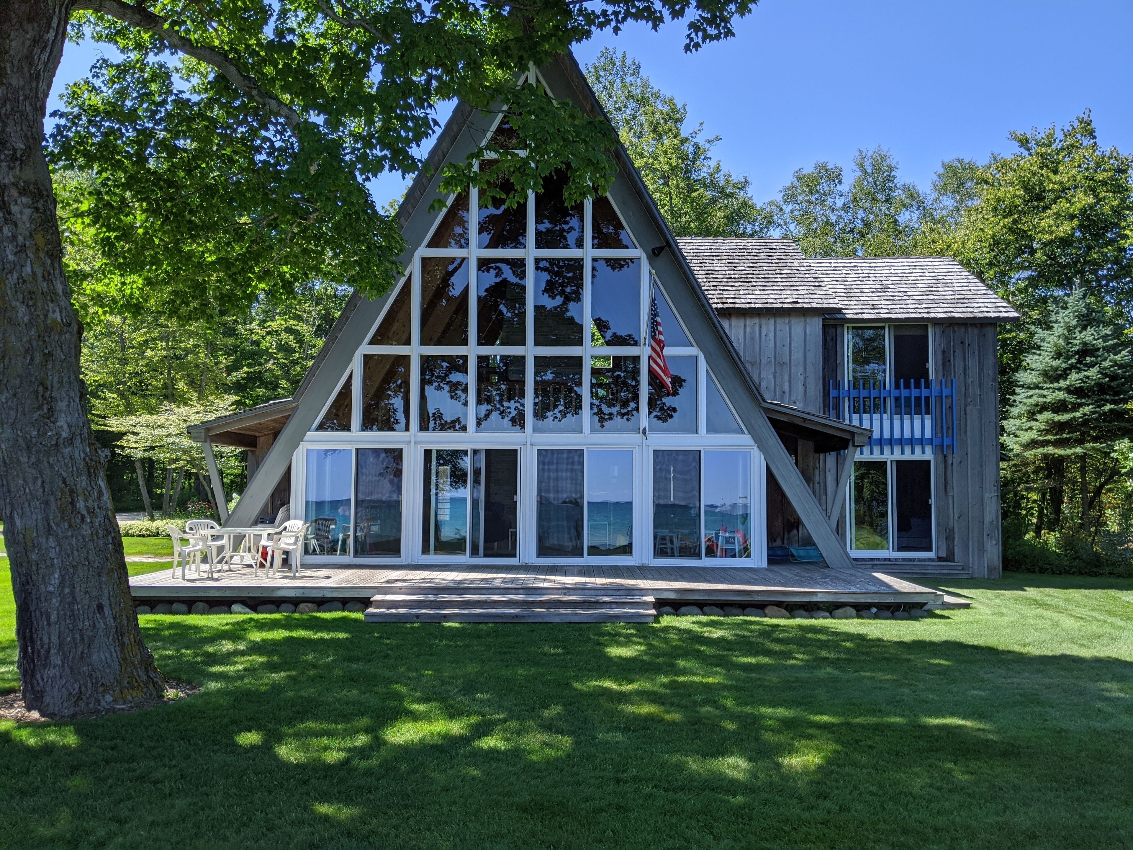 "A" frame cottage on the shore of Lake Michigan