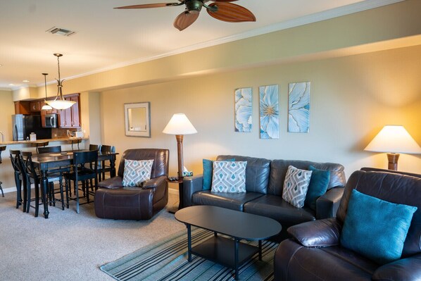 Smart TV, DVD player, books, offices