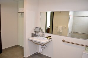 Hair dryer, towels, toilet paper