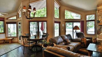 House, Multiple Beds, Jetted Tub (Cheif Lake Lodge) | Living area | 32-inch TV with cable channels
