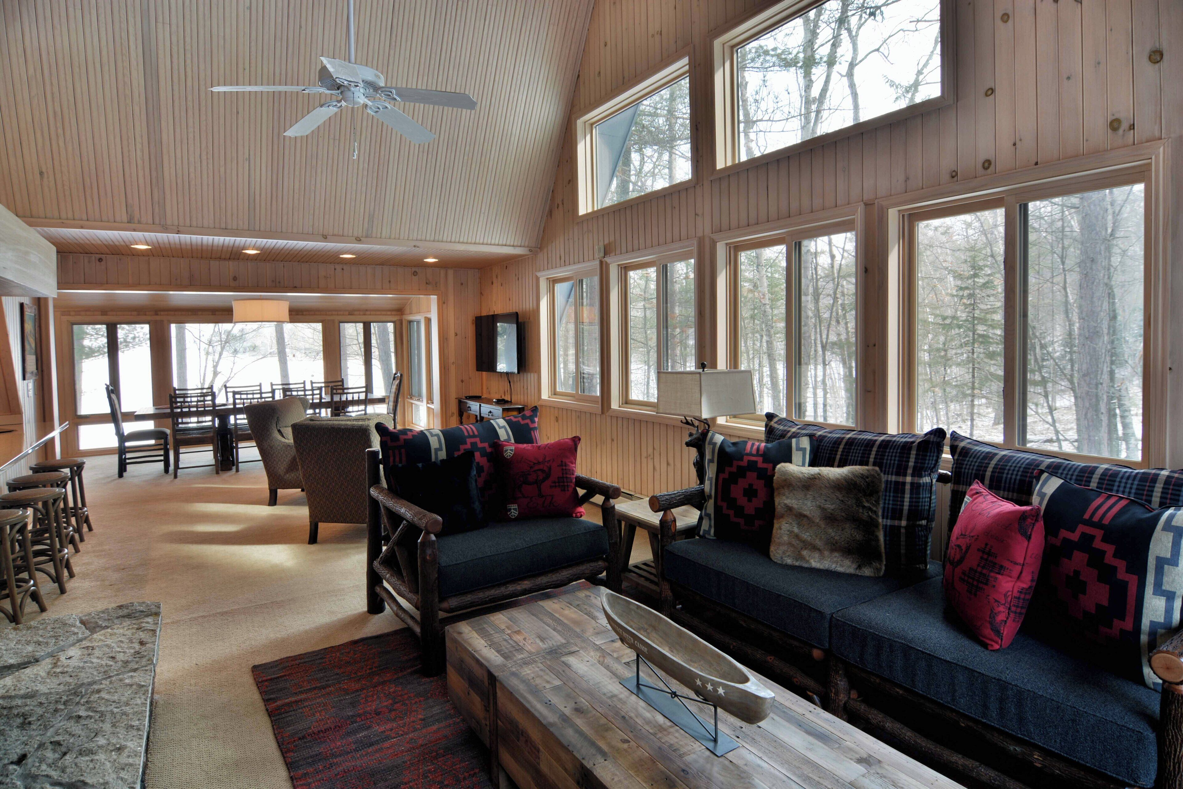 House, Multiple Beds, Patio | Living area | 32-inch TV with cable channels, fireplace