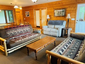 House, Multiple Beds, Patio | Living area | 32-inch TV with cable channels, fireplace - Sunset on the Bay (Hayward)