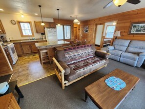 House, Multiple Beds, Patio | Living area | 32-inch TV with cable channels, fireplace - Sunset on the Bay (Hayward)