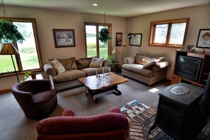 House, Multiple Beds, Fireplace | Living room | TV, fireplace - Best Home on Lake Namakagon (Cable)