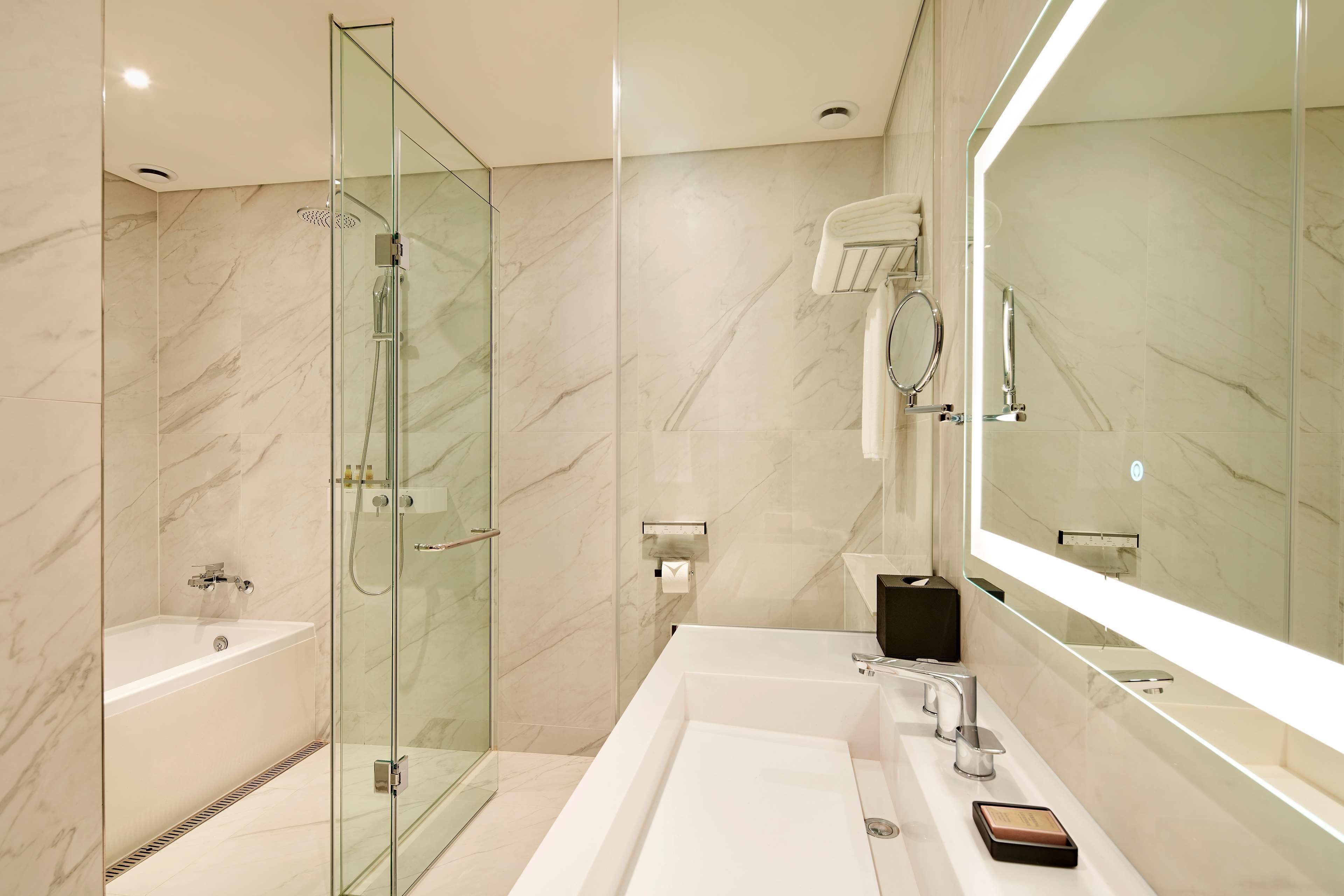deluxe suite, 1 king bed | bathroom | hair dryer, bathrobes, slippers, bidet