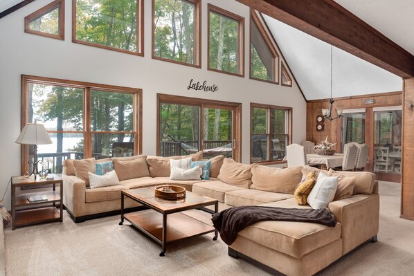 Smart TV, fireplace, video games, DVD player