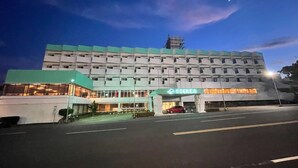 A multi-story hotel with a green roof and a sign indicating it is a hotel. - Dongxu Resort Hotel (Hualien City)