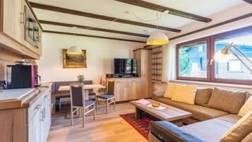 Flat-screen TV, DVD player