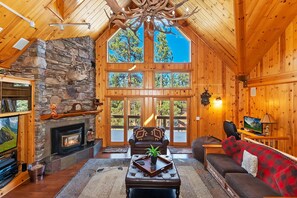 TV, fireplace, video games, DVD player