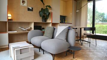 Deluxe Cabin | Premium bedding, down comforters, memory foam beds, laptop workspace