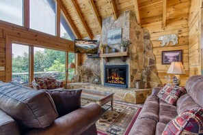 Fireplace - City View Chalet, City View Chalet, Pool Table, Hot Tub, Free Attraction Tickets (Gatlinburg)