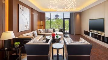 Minibar, desk, laptop workspace, soundproofing