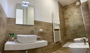 Ducha, secador de pelo, bidet, jabón