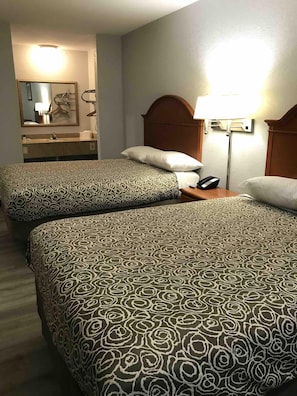 Basic Double Room, 2 Double Beds, Non Smoking | Individually furnished, desk, laptop workspace, blackout curtains