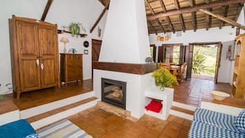 Televisio, kirjoja, työhuone