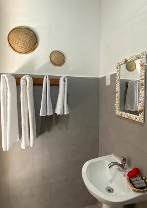 Standard Double or Twin Room | Bathroom | Shower, hair dryer, towels, toilet paper