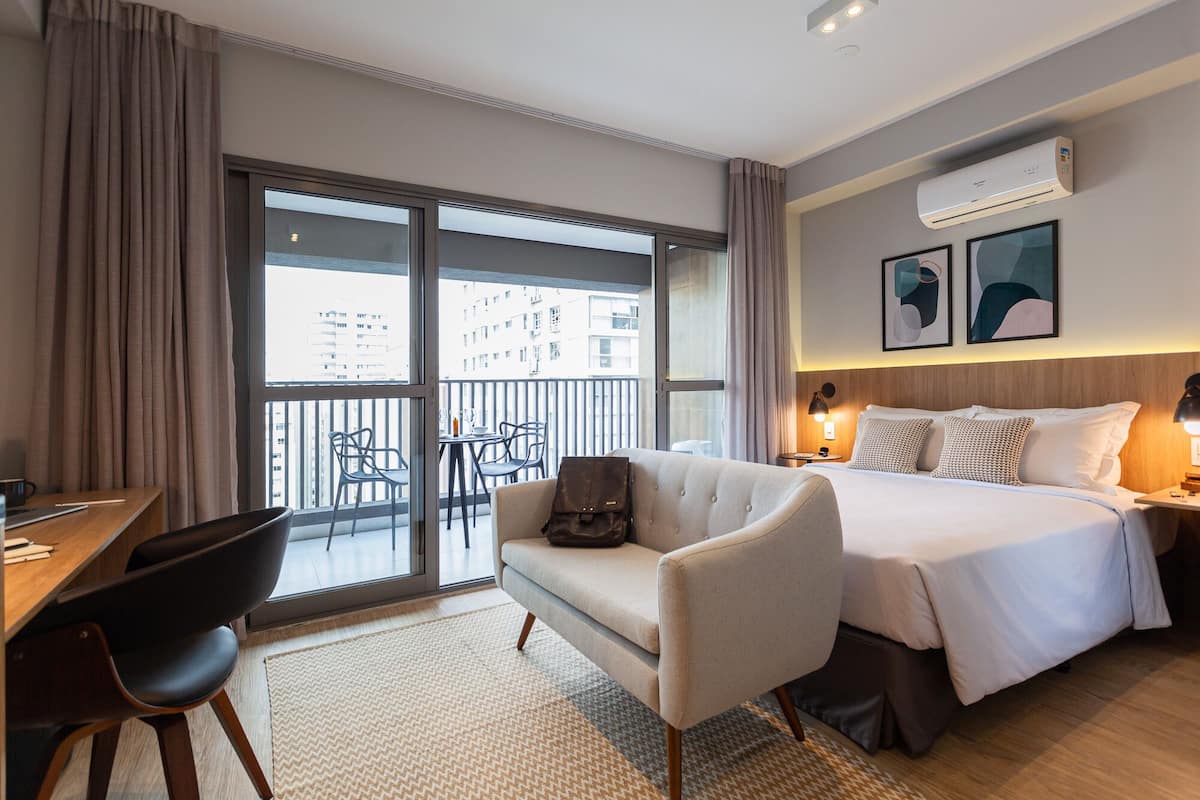 Estúdio superior | 1 quarto, roupas de cama premium, camas com colchões pillow-top