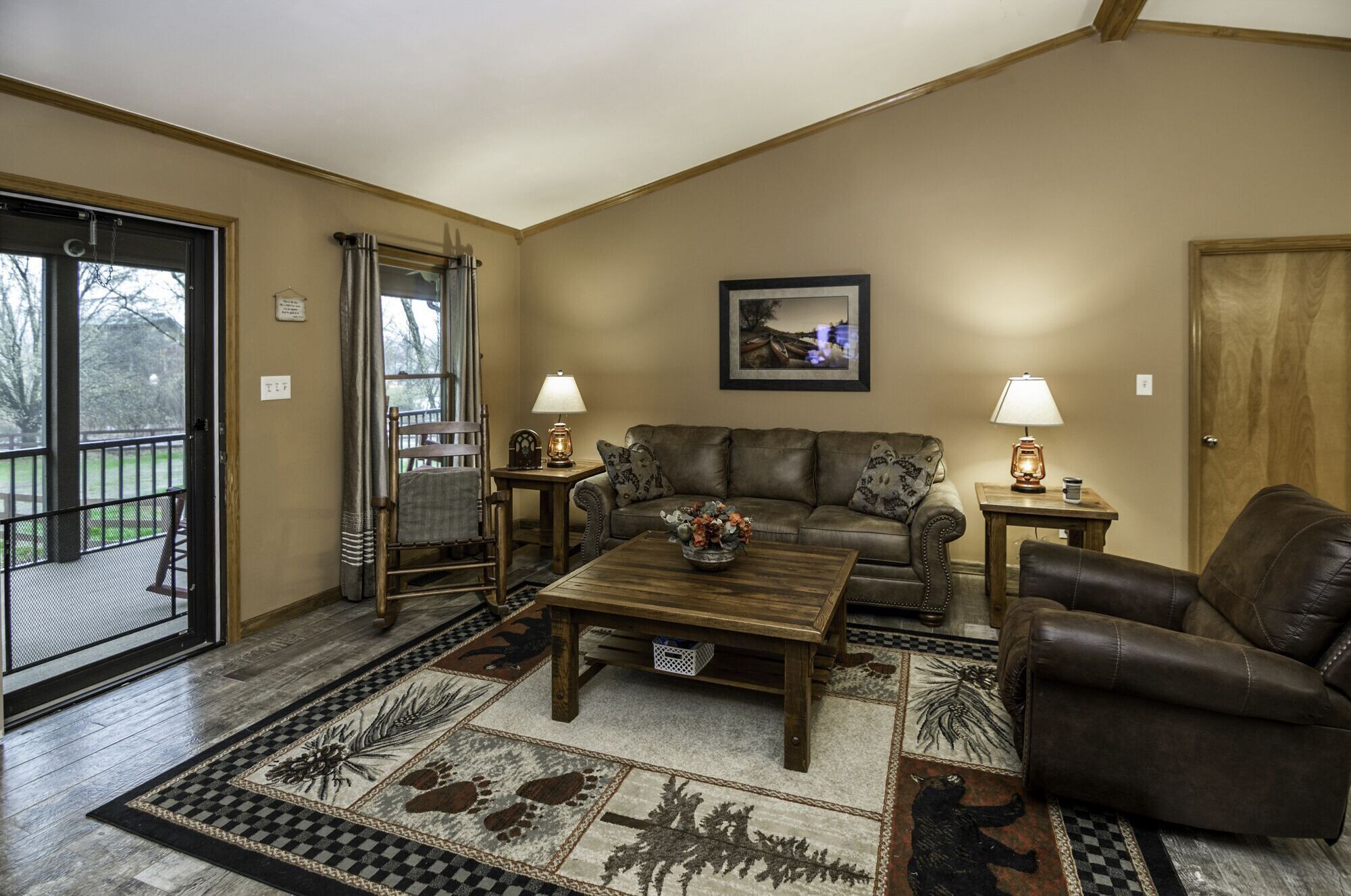 Large living room with vaulted ceiling