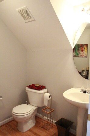 Combined shower/bathtub, hair dryer, towels, soap - minutes from downtown 3br stylishhome-free parking (Raleigh)