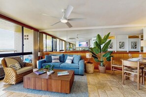 TV, DVD player, stereo - Oceanfront Condo near Lawai Beach w/Lanai, Free WiFi, Shared BBQ, W/D, & A/C (Koloa)