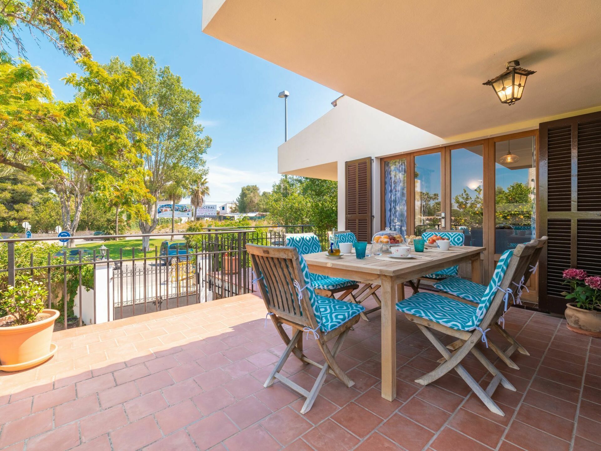 Plant, Property, Furniture, Flowerpot, Table, Sky, Azure, Houseplant, Shade, Outdoor Furniture