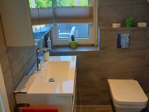 Dusche, Haartrockner, Handtücher