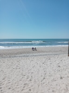 A beach with a clear sky and calm sea. - Just  a 2 minute walk to the Atlantic Ocean!
 (Surf City)