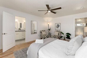 2 bedrooms, desk, iron/ironing board, travel cot