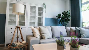 TV connectée, livres, espaces bureaux