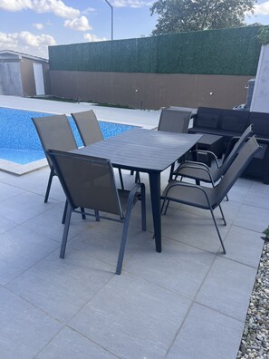 Outdoor dining - VILLA M WITH PRIVATE POOL,PRIVATE SAUNA & JACUZZI (Lavci)