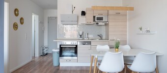 Modern apartment near the beach with beach chair
