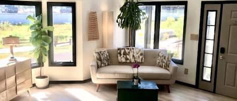 Smart TV, chimenea, libros, monitor de computadora