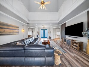 Smart TV, fireplace, video games, books