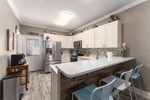 Fridge, microwave, oven, stovetop - Beachside Coastal Cottage| 300 Steps to Sand (Mexico Beach)