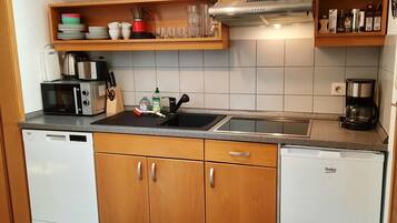 Kühlschrank, Mikrowelle, Herdplatte, Geschirrspüler