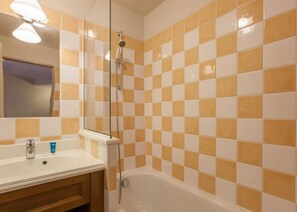 Bañera, secador de pelo y papel higiénico