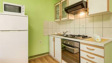 Fridge, oven, stovetop, coffee/tea maker