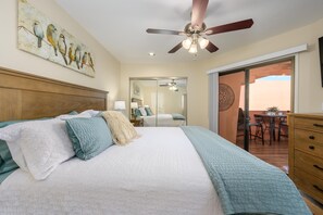 1 bedroom, desk, iron/ironing board, travel cot