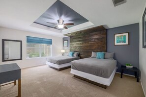 4 bedrooms, iron/ironing board, travel cot, WiFi