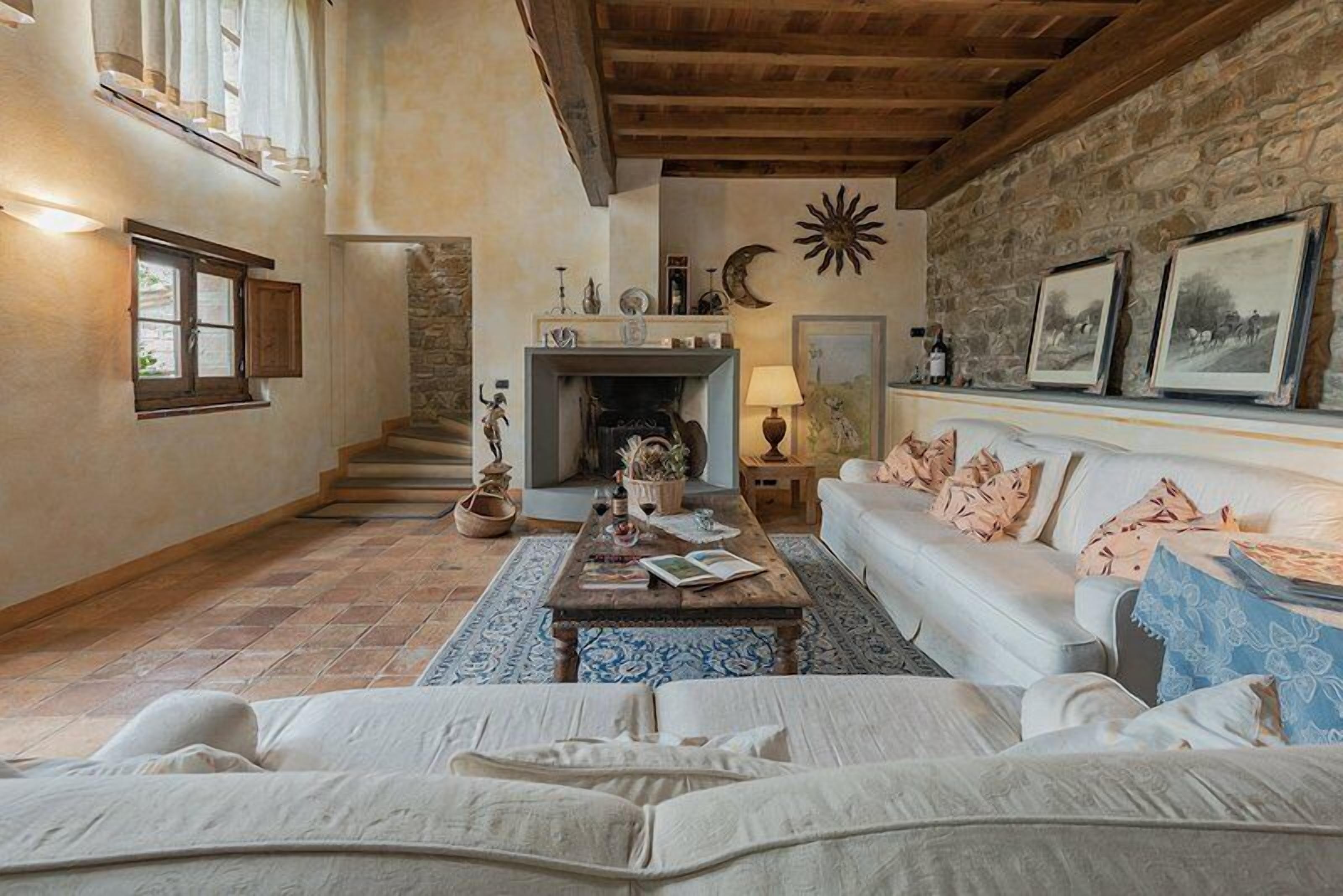 Apartment, 3 Bedrooms, Private Pool, Pool View | Living area | TV, fireplace