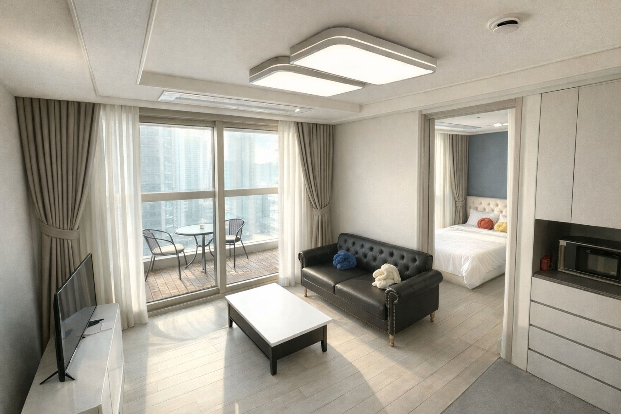 Deluxe Studio Suite, 1 Bedroom | Living area | 32-inch LED TV with digital channels, TV