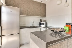 Fridge, microwave, oven, stovetop - LUXURY DUPLEX w/ HUGE TERRACE & OCEAN VIEW (תל אביב יפו)