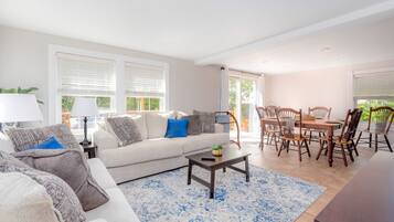 Smart TV, fireplace, table tennis, books