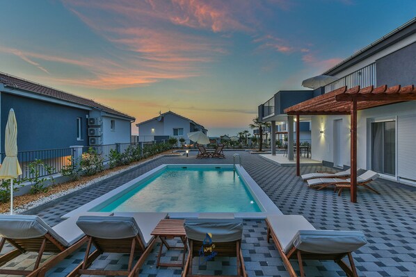 Outdoor pool, a heated pool - Exquisite 4 BD villa for 8 with heated pool near Zadar (Sukošan)