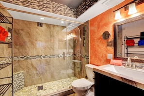 Bathtub, hair dryer, towels
