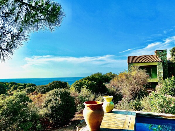 Property grounds - CASALENA house, with swimming pool and sea view, sleeps 8. (Lumio)