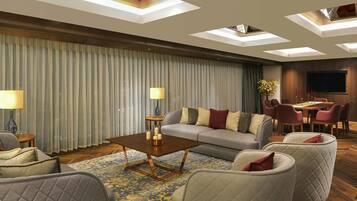 Suite – president, 1 kingsize-seng | Skrivebord, lydisolert, wi-fi (inkludert) og sengetøy